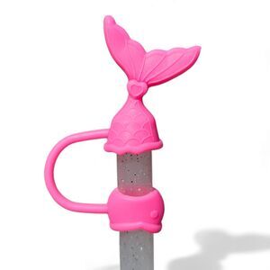 Barbie Pink Mermaid 3D Silicone 10mm Stanley Straw Topper  - Straw Cover